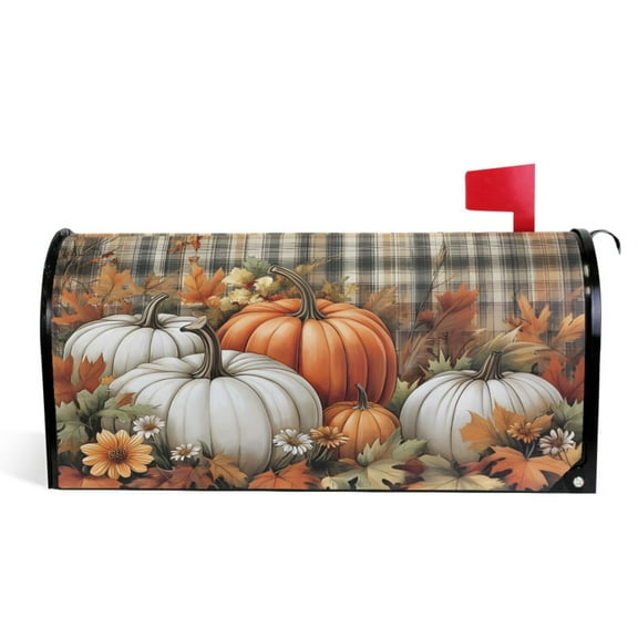 Ryvnso Mailbox Cover Autumn Pumpkin Sunflower Magnetic Mailbox Wrap Standard Size 21x18 Inch