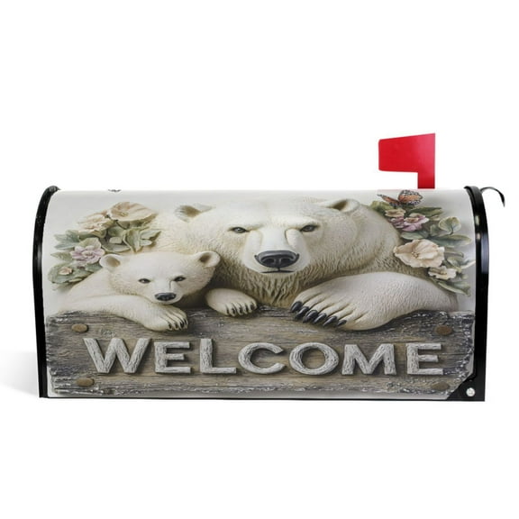 Ryvnso Mailbox Cover Bears Magnetic Mailbox Wrap Standard Size 21x18 Inch