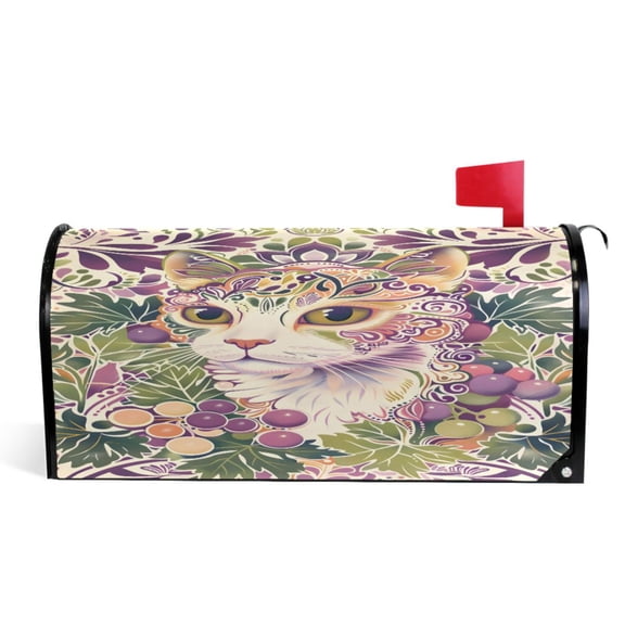 Ryvnso Mailbox Cover Beautiful Flower Cat Magnetic Mailbox Wrap Standard Size 21x18 Inch