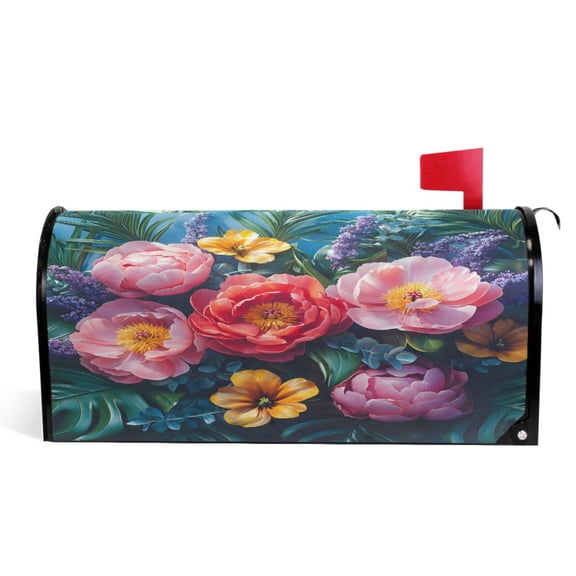 Ryvnso Mailbox Cover Beautiful Peony Flower Magnetic Mailbox Wrap Standard Size 21x18 Inch