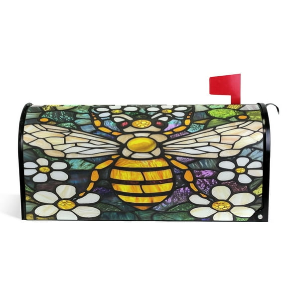 Ryvnso Mailbox Cover Bee in Bohemia Floral-1 Magnetic Mailbox Wrap Standard Size 21x18 Inch