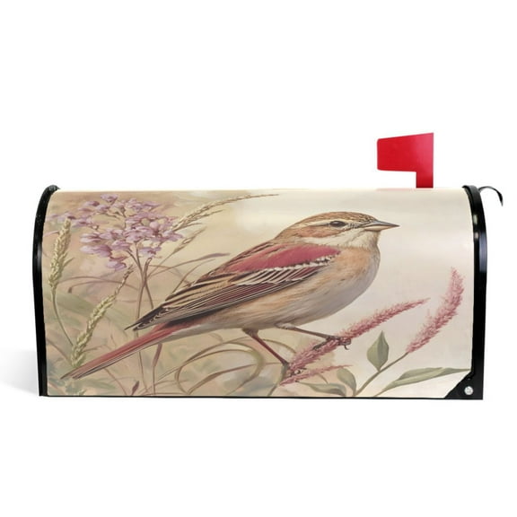 Ryvnso Mailbox Cover Bird Tulip Flower Magnetic Mailbox Wrap Standard Size 21x18 Inch