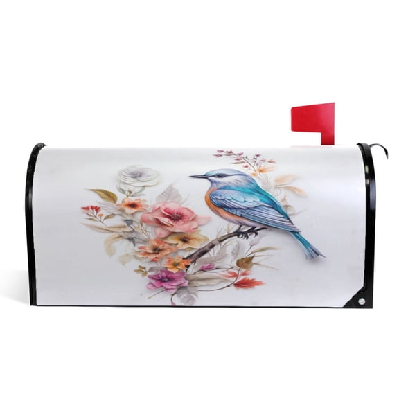 Ryvnso Mailbox Cover Bird on Beautiful Floral Branch Magnetic Mailbox Wrap Standard Size 21x18 Inch