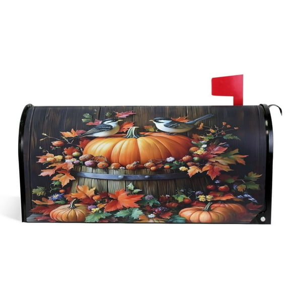 Ryvnso Mailbox Cover Birds and Pumpkins Magnetic Mailbox Wrap Standard Size 21x18 Inch