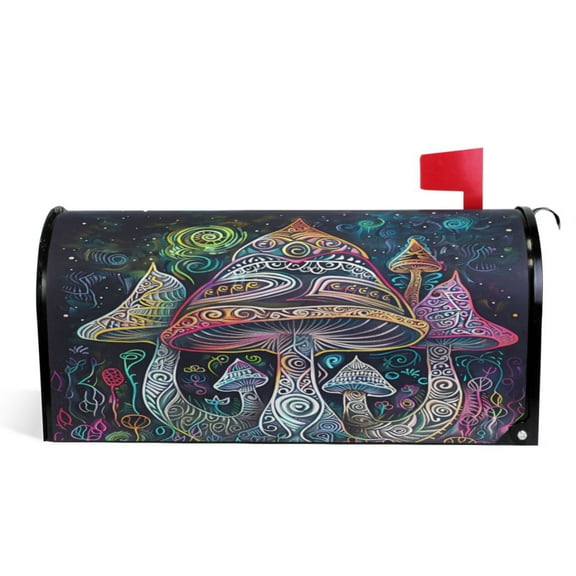 Ryvnso Mailbox Cover Bohomia Ethnic Magic Mushrooms Magnetic Mailbox Wrap Standard Size 21x18 Inch