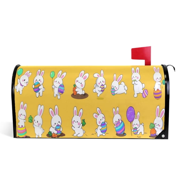 Ryvnso Mailbox Cover Bunny Easter Magnetic Mailbox Wrap Standard Size 21x18 Inch