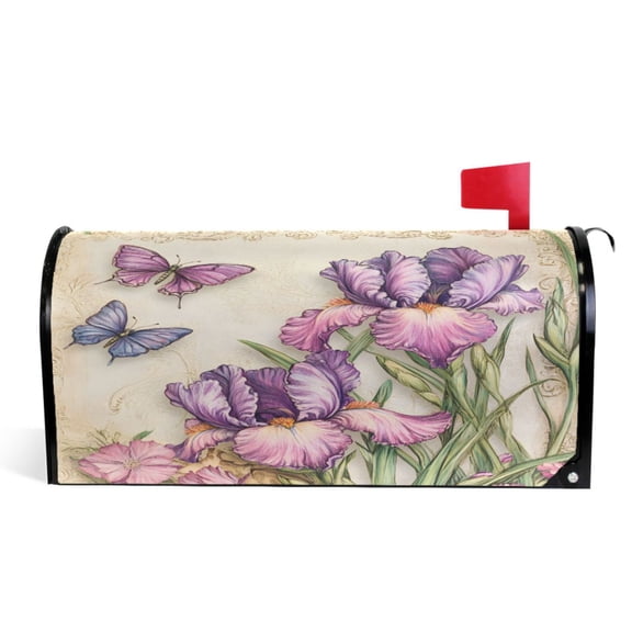Ryvnso Mailbox Cover Butterfly Flowers Magnetic Mailbox Wrap Standard Size 21x18 Inch