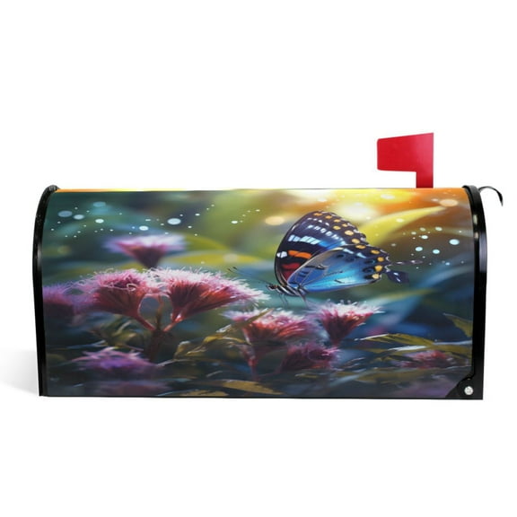 Ryvnso Mailbox Cover Butterfly View Magnetic Mailbox Wrap Standard Size 21x18 Inch