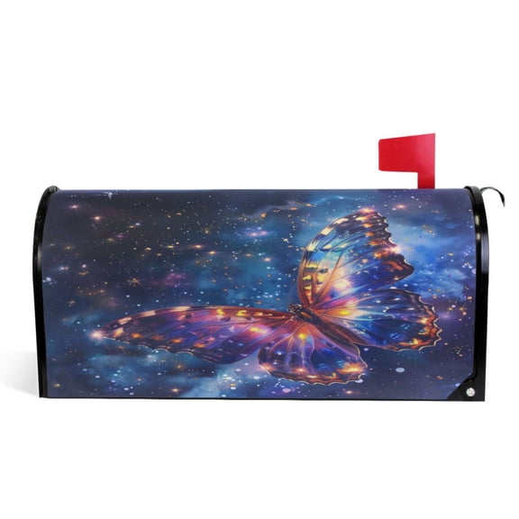 Ryvnso Mailbox Cover Butterfly in Starry Sky Magnetic Mailbox Wrap Standard Size 21x18 Inch