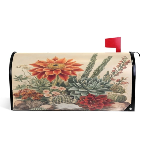 Ryvnso Mailbox Cover Cactus Flower Magnetic Mailbox Wrap Standard Size 21x18 Inch
