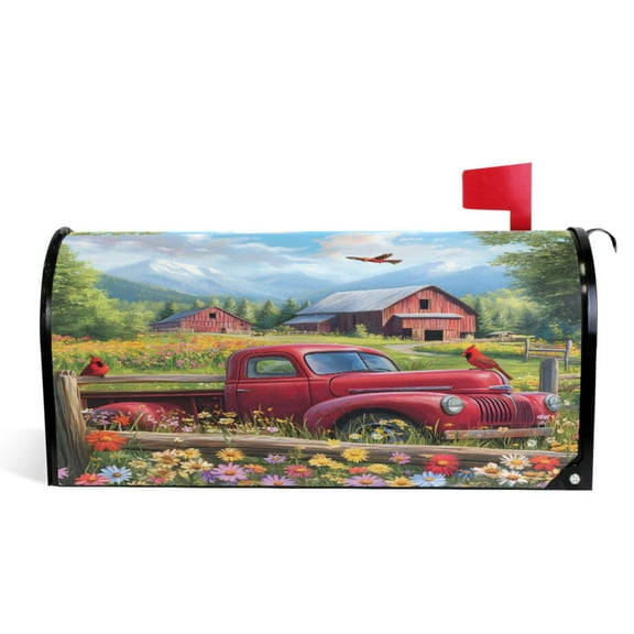Ryvnso Mailbox Cover Cardinal Bird Farm Magnetic Mailbox Wrap Standard Size 21x18 Inch