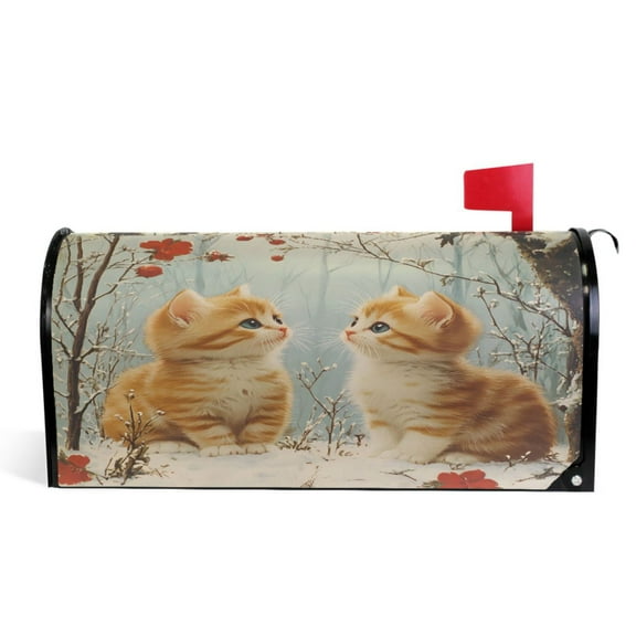 Ryvnso Mailbox Cover Cat Forest Magnetic Mailbox Wrap Standard Size 21x18 Inch