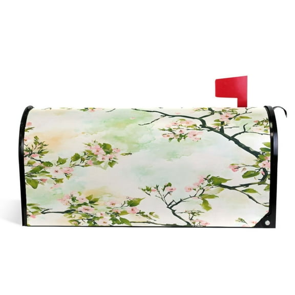 Ryvnso Mailbox Cover Cherry Floral Magnetic Mailbox Wrap Standard Size 21x18 Inch