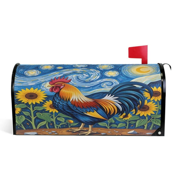 Ryvnso Mailbox Cover Chicken Sunflowers Magnetic Mailbox Wrap Standard Size 21x18 Inch