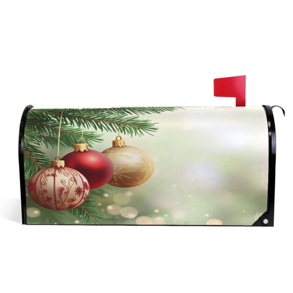 Ryvnso Mailbox Cover Christmas Balls Shiney Magnetic Mailbox Wrap Standard Size 21x18 Inch