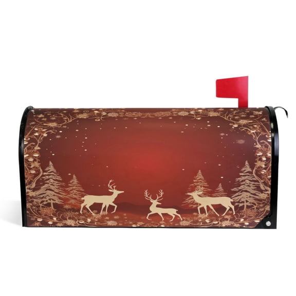 Ryvnso Mailbox Cover Christmas Deers Magnetic Mailbox Wrap Standard Size 21x18 Inch