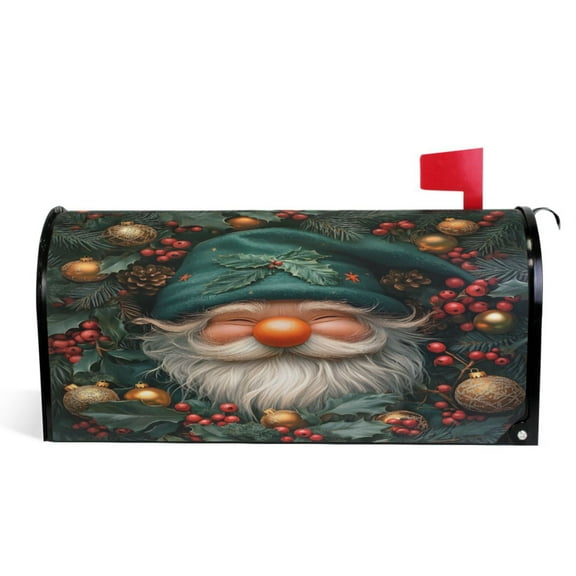 Ryvnso Mailbox Cover Christmas Funny Gnome Magnetic Mailbox Wrap Standard Size 21x18 Inch