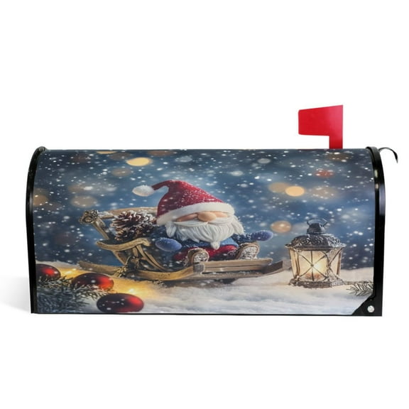 Ryvnso Mailbox Cover Christmas Gnome Magnetic Mailbox Wrap Standard Size 21x18 Inch