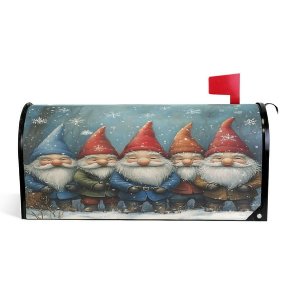 Ryvnso Mailbox Cover Christmas Gnomes in Winter Magnetic Mailbox Wrap Standard Size 21x18 Inch