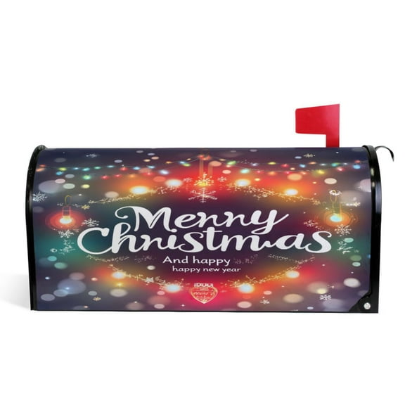 Ryvnso Mailbox Cover Christmas Lights Atmosphere Magnetic Mailbox Wrap Standard Size 21x18 Inch