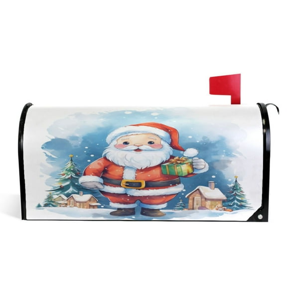 Ryvnso Mailbox Cover Christmas Santa Claus Gift Magnetic Mailbox Wrap Standard Size 21x18 Inch