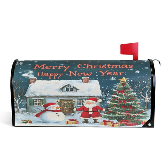 Ryvnso Mailbox Cover Christmas Santa Claus Snowman Magnetic Mailbox Wrap Standard Size 21x18 Inch