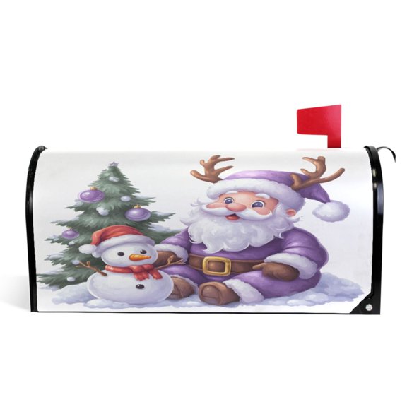 Ryvnso Mailbox Cover Christmas Santa Magnetic Mailbox Wrap Standard Size 21x18 Inch