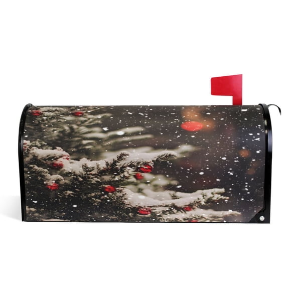 Ryvnso Mailbox Cover Christmas Snow Magnetic Mailbox Wrap Standard Size 21x18 Inch