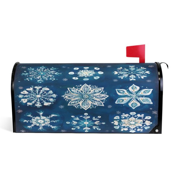 Ryvnso Mailbox Cover Christmas Snowflakes Magnetic Mailbox Wrap Standard Size 21x18 Inch