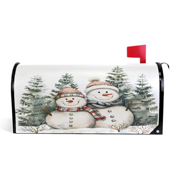 Ryvnso Mailbox Cover Christmas Snowman Trees Magnetic Mailbox Wrap Standard Size 21x18 Inch