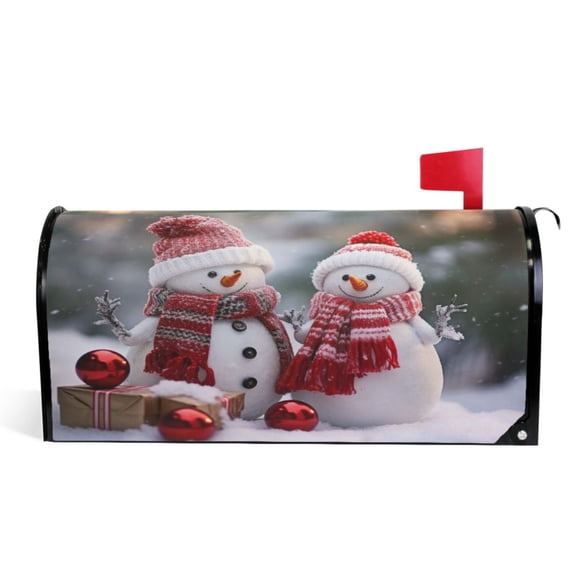 Ryvnso Mailbox Cover Christmas Snowmans in Snow Magnetic Mailbox Wrap Standard Size 21x18 Inch