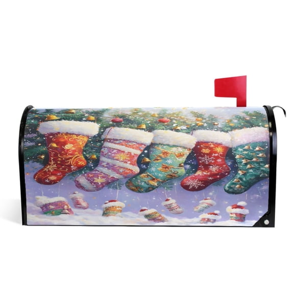 Ryvnso Mailbox Cover Christmas Stocking Magnetic Mailbox Wrap Standard Size 21x18 Inch