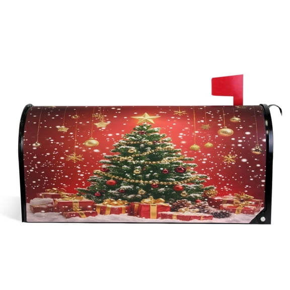 Ryvnso Mailbox Cover Christmas Tree Gift Magnetic Mailbox Wrap Standard Size 21x18 Inch