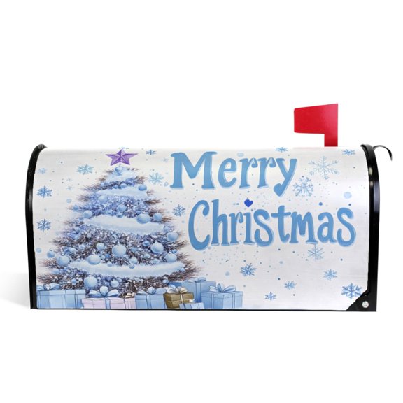 Ryvnso Mailbox Cover Christmas Tree Snowflake Magnetic Mailbox Wrap Standard Size 21x18 Inch