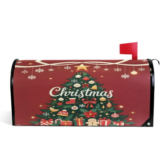 Ryvnso Mailbox Cover Christmas Tree Snowflakes Magnetic Mailbox Wrap Standard Size 21x18 Inch