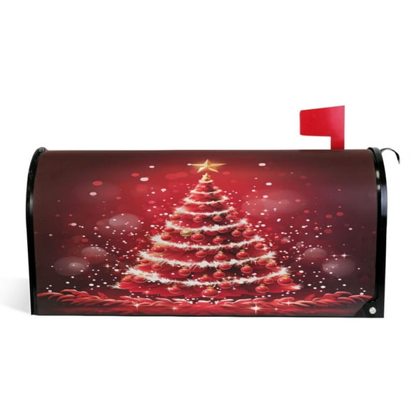 Ryvnso Mailbox Cover Christmas Tree with Star Magnetic Mailbox Wrap Standard Size 21x18 Inch
