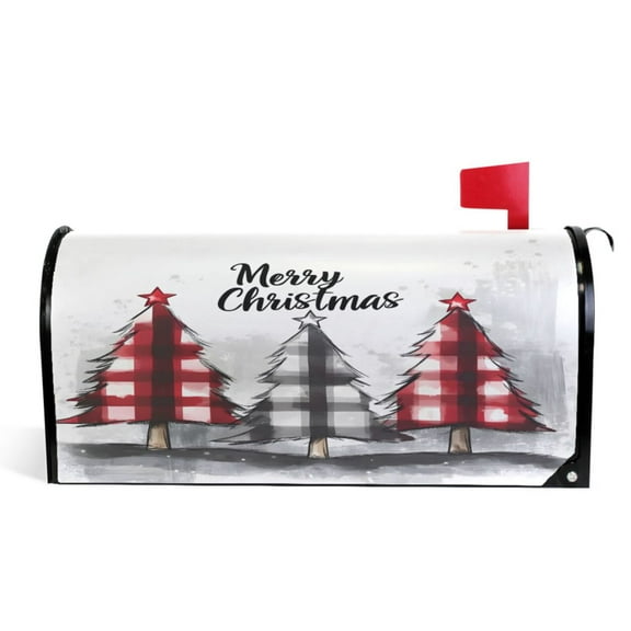 Ryvnso Mailbox Cover Christmas Trees Paint Magnetic Mailbox Wrap Standard Size 21x18 Inch