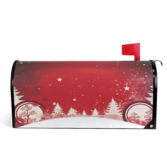 Ryvnso Mailbox Cover Christmas Trees and Stars Magnetic Mailbox Wrap Standard Size 21x18 Inch