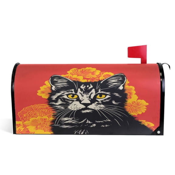 Ryvnso Mailbox Cover Cool Cat Magnetic Mailbox Wrap Standard Size 21x18 Inch