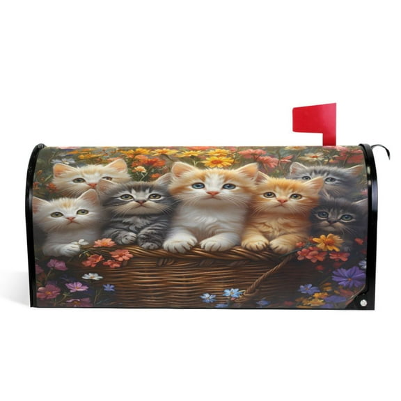 Ryvnso Mailbox Cover Cute Cats Magnetic Mailbox Wrap Standard Size 21x18 Inch