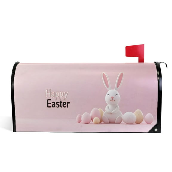 Ryvnso Mailbox Cover Cute Happy Easter Rabbit Magnetic Mailbox Wrap Standard Size 21x18 Inch