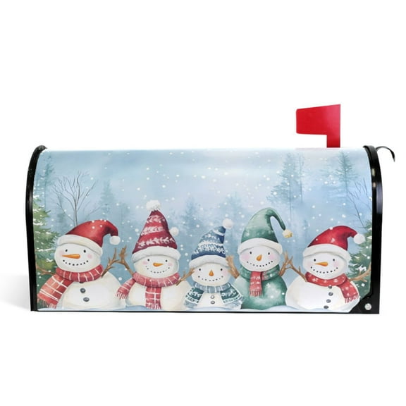 Ryvnso Mailbox Cover Cute Snowman in Winter Magnetic Mailbox Wrap Standard Size 21x18 Inch