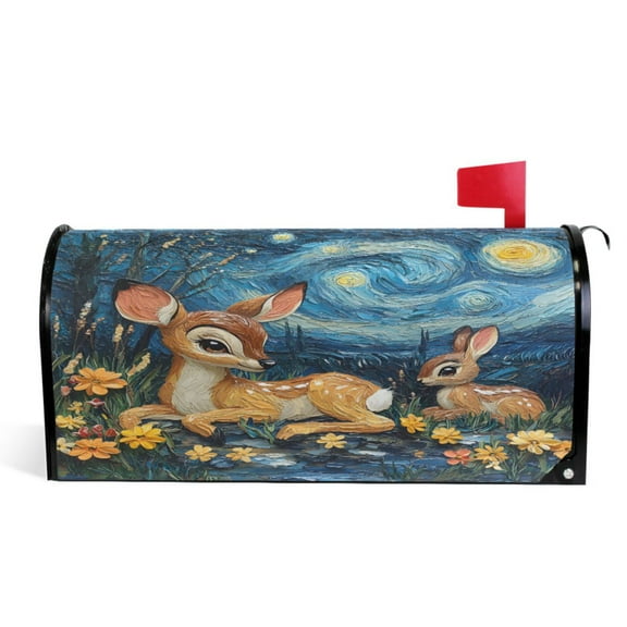 Ryvnso Mailbox Cover Deer Starry Night Magnetic Mailbox Wrap Standard Size 21x18 Inch
