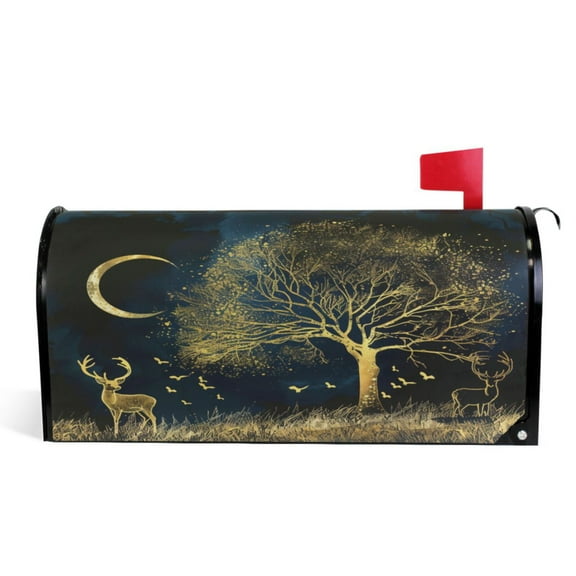 Ryvnso Mailbox Cover Deer Tree Moon Magnetic Mailbox Wrap Standard Size 21x18 Inch