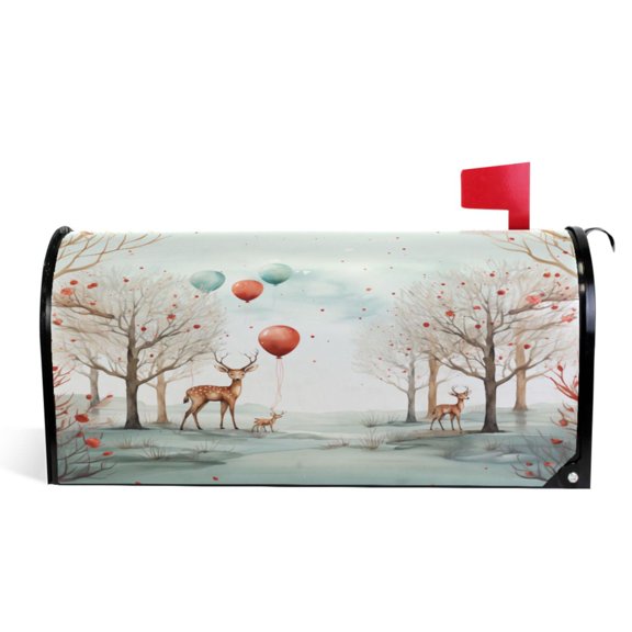 Ryvnso Mailbox Cover Deer and Ballons Magnetic Mailbox Wrap Standard Size 21x18 Inch
