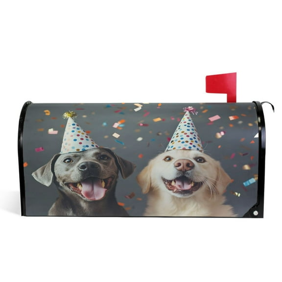 Ryvnso Mailbox Cover Dogs Birthday Magnetic Mailbox Wrap Standard Size 21x18 Inch
