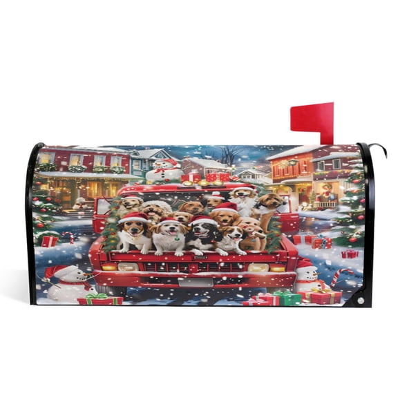 Ryvnso Mailbox Cover Dogs Christmas Magnetic Mailbox Wrap Standard Size 21x18 Inch