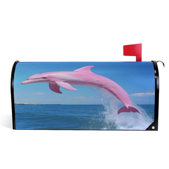 Ryvnso Mailbox Cover Dolphin Jumping Magnetic Mailbox Wrap Standard Size 21x18 Inch