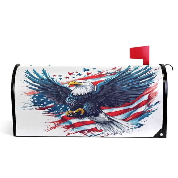 Ryvnso Mailbox Cover Eagle American Flag Magnetic Mailbox Wrap Standard Size 21x18 Inch