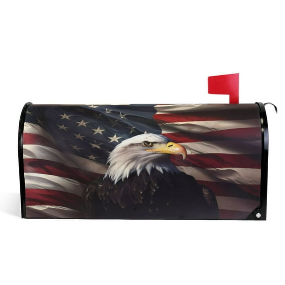 Ryvnso Mailbox Cover Eagle and Flag Magnetic Mailbox Wrap Standard Size 21x18 Inch